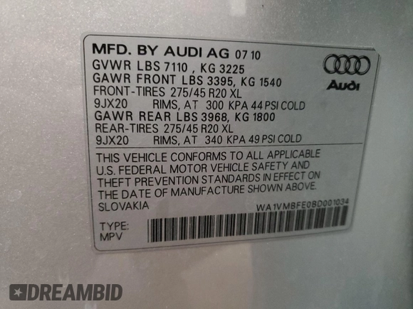 2011 Audi Q7 3.0L TDI Prestige with VIN WA1VMBFE0BD001034, listed as a Copart auction lot 85440534 with 157,987 mi miles and Clean Title. Bid and sale history available at carsss.com. Image 13.