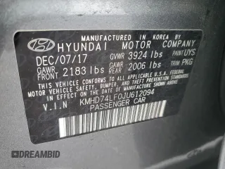 2018 Hyundai Elantra SE z VIN KMHD74LF0JU612094, wystawiony jako Copart lot #52017705 z przebiegiem 39 204 mil mil oraz Szkody całkowita. Historia ofert i sprzedaży dostępna na DreamBid. Obrazek 14.