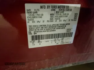 2015 Ford Edge SEL with VIN 2FMTK4J83FBC20884, listed as a Copart auction lot 51409995 with 75,600 mi miles and Salvage Title. Bid and sale history available at carsss.com. Image 13.