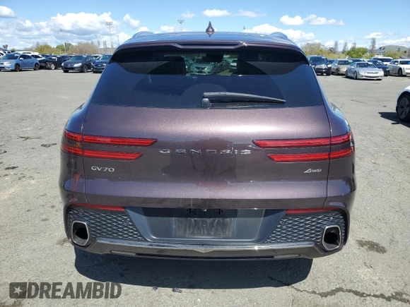 2023 Genesis GV70 2.5T with VIN KMUMADTB9PU095628, listed as a Copart auction lot 51536305 with 49,853 mi miles and Salvage Title. Bid and sale history available at DreamBid. Image 6.