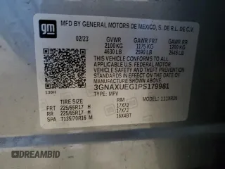 2023 Chevrolet Equinox LT z VIN 3GNAXUEG1PS179981, wystawiony jako Copart lot #52109065 z przebiegiem 22 269 mil mil oraz Szkoda całkowita • Salvage title. Historia ofert i sprzedaży dostępna na DreamBid. Obrazek 13.
