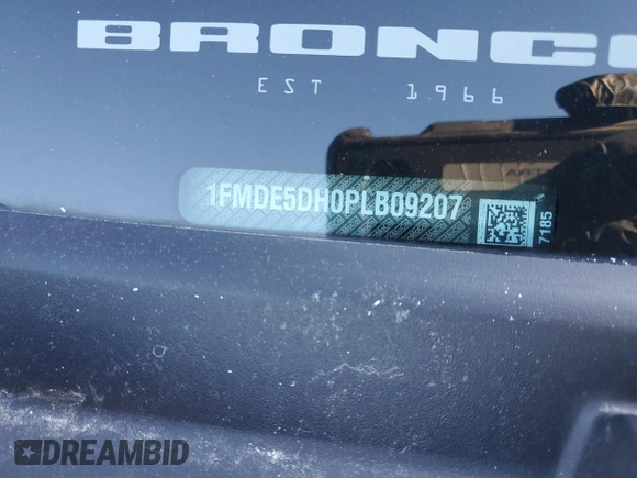 2023 Ford Bronco with VIN 1FMDE5DH0PLB09207, listed as a Copart auction lot 51827984 with 19,766 mi miles and Salvage Title. Bid and sale history available at carsss.com. Image 13.
