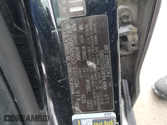 2016 Kia Forte LX with VIN KNAFX4A63G5553915, listed as a Copart auction lot 44601395 with 75,580 mi miles and Salvage Title. Bid and sale history available at carsss.com. Image 15.