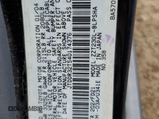 2004 Toyota Celica GT with VIN JTDDR32T540174376, listed as a Copart auction lot 54751115 with 85,335 mi miles and Salvage Title. Bid and sale history available at DreamBid. Image 12.
