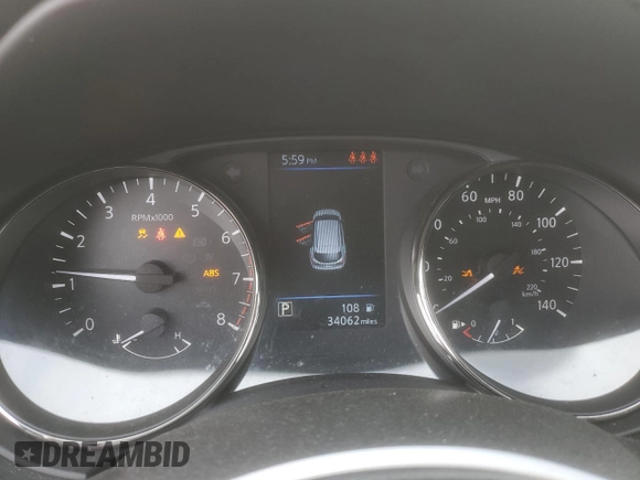 2022 Nissan Rogue S with VIN JN1BJ1AV3NW345715, listed as a Copart auction lot 49039115 with 34,062 mi miles and Salvage title. Bid and sale history available at DreamBid. Image 9.