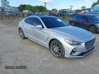 2019 Genesis G70 2.0T Advanced with VIN KMTG44LA2KU029902, listed as a IAAI auction lot 41977468 with 43,365 mi miles. Bid and sale history available at carsss.com. Image 1.