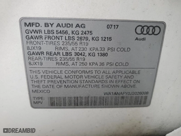 2018 Audi Q5 Premium with VIN WA1ANAFY0J2026008, listed as a Copart auction lot 76141374 with 0 mi miles and Non Repairable. Bid and sale history available at carsss.com. Image 13.