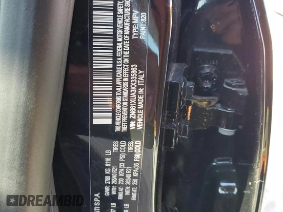 2019 Maserati Levante z VIN ZN661XUA3KX335863, wystawiony jako Copart lot #75898074 z przebiegiem 38 985 mil mil oraz Nie do naprawy • Non repairable. Historia ofert i sprzedaży dostępna na DreamBid. Obrazek 14.