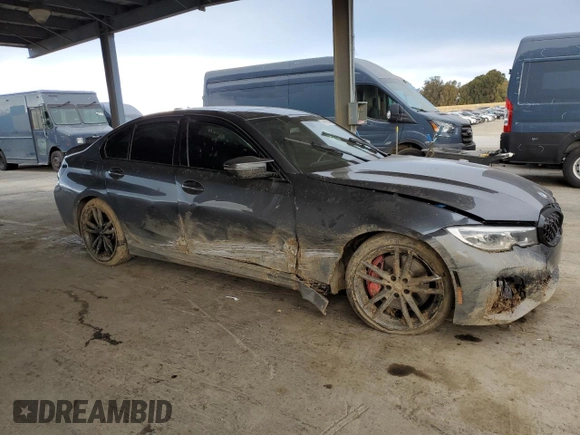 2021 BMW 3 Series M340i with VIN 3MW5U7J05M8C17621, listed as a Copart auction lot 49917805 with 0 mi miles and Salvage Title. Bid and sale history available at carsss.com. Image 4.