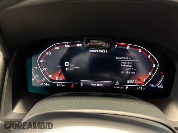 2020 BMW 8 Series M850i xDrive z VIN WBABC4C00LCE17379, wystawiony jako Copart lot #77059664 z przebiegiem 26 459 mil mil oraz Czysty tytuł • Clean title. Historia ofert i sprzedaży dostępna na DreamBid. Obrazek 8.