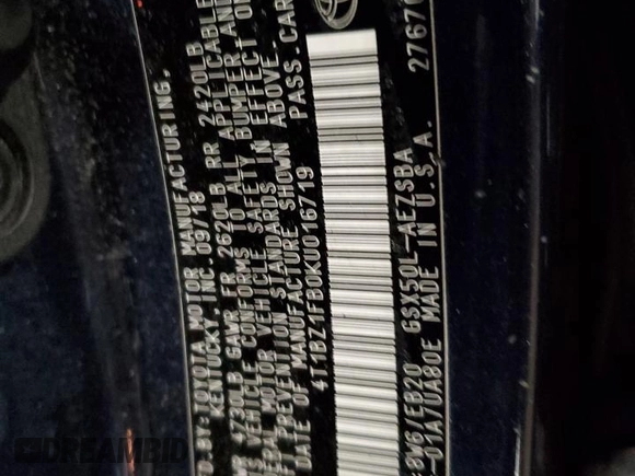 2019 Toyota Avalon XLE with VIN 4T1BZ1FB0KU016719, listed as a Copart auction lot 42285375 with 175,008 mi miles and Salvage Title. Bid and sale history available at DreamBid. Image 12.