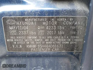 2004 Hyundai Sonata GLS with VIN KMHWF35H44A081671, listed as a IAAI auction lot 41788873 with 999,999 mi miles. Bid and sale history available at carsss.com. Image 9.