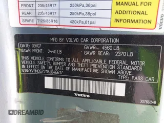 2008 Volvo C70 with VIN YV1MC67218J046617, listed as a IAAI auction lot 41910568 with 144,608 mi miles. Bid and sale history available at carsss.com. Image 9.