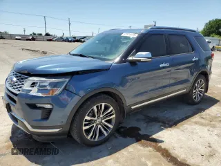 2018 Ford Explorer Platinum with VIN 1FM5K8HT4JGA54385, listed as a Copart auction lot 57814475 with 105,489 mi miles and Salvage title. Bid and sale history available at DreamBid. Image 1.
