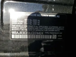 2020 BMW 5 Series 530i with VIN WBAJR3C09LCD74424, listed as a Copart auction lot 47657575 with Not provided miles and Salvage title. Bid and sale history available at DreamBid. Image 12.