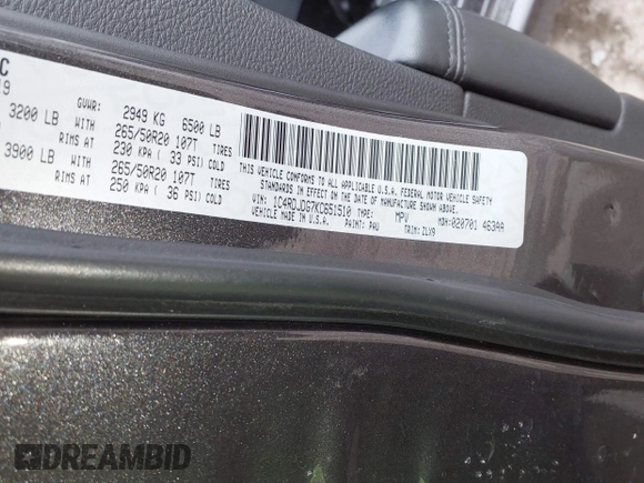 2019 Dodge Durango GT Plus с VIN 1C4RDJDG7KC651510, выставлен на аукционе IAAI как лот 41597181 с пробегом 125 215 миль миль и . История ставок и продаж доступна на DreamBid. Изображение 9.