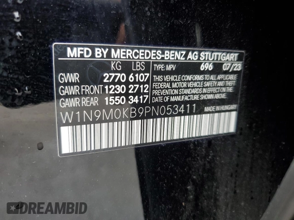 2023 Mercedes-Benz EQB 300 z VIN W1N9M0KB9PN053411, wystawiony jako Copart lot #86200964 z przebiegiem 17 011 mil mil oraz Szkody całkowita. Historia ofert i sprzedaży dostępna na DreamBid. Obrazek 12.