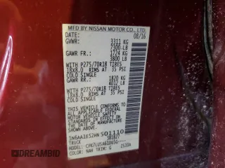 2017 Nissan Titan Platinum Reserve with VIN 1N6AA1E52HN501110, listed as a Copart auction lot 48202935 with 83,674 mi miles and Salvage title. Bid and sale history available at DreamBid. Image 12.