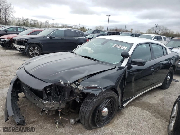 2023 Dodge Charger Police with VIN 2C3CDXKGXPH592845, listed as a Copart auction lot 89326265 with 17,163 mi miles and Salvage Title. Bid and sale history available at carsss.com. Image 1.