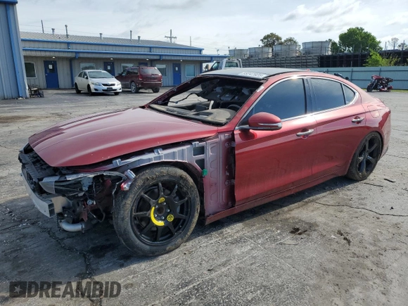 2020 Genesis G70 2.0T with VIN KMTG44LA8LU045233, listed as a Copart auction lot 55247925 with 42,405 mi miles and Salvage title. Bid and sale history available at DreamBid. Image 1.