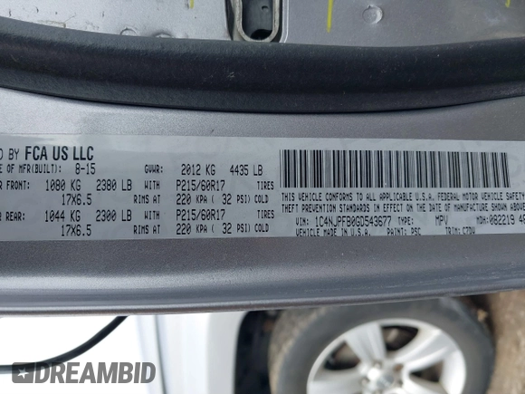 2016 Jeep Patriot Latitude с VIN 1C4NJPFB0GD543677, выставлен на аукционе IAAI как лот 41558393 с пробегом 101 932 миль миль и . История ставок и продаж доступна на DreamBid. Изображение 9.
