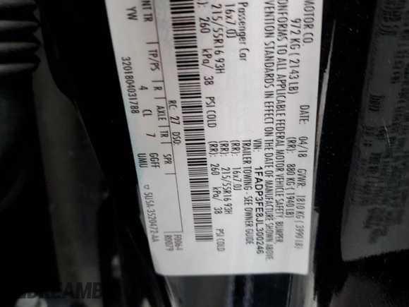2018 Ford Focus SE with VIN 1FADP3FE8JL300246, listed as a Copart auction lot 59585035 with 83,141 mi miles and Salvage title. Bid and sale history available at DreamBid. Image 12.
