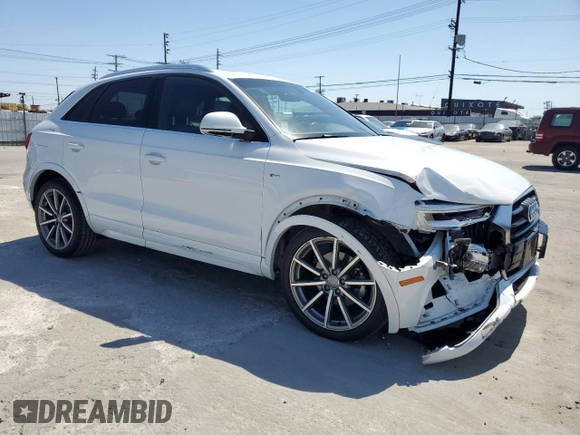 2018 Audi Q3 Premium Plus with VIN WA1HCCFS0JR008529, listed as a Copart auction lot 54701695 with 54,391 mi miles and Salvage title. Bid and sale history available at DreamBid. Image 4.