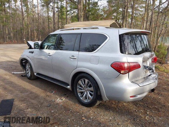 2015 Infiniti QX80 with VIN JN8AZ2NE1F9083991, listed as a IAAI auction lot 41835516 with 1 mi miles. Bid and sale history available at carsss.com. Image 3.