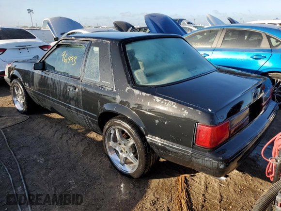 1993 Ford Mustang with VIN 1FACP40E5PF134317, listed as a Copart auction lot 77322724 with 96,493 mi miles and Non repairable. Bid and sale history available at DreamBid. Image 2.