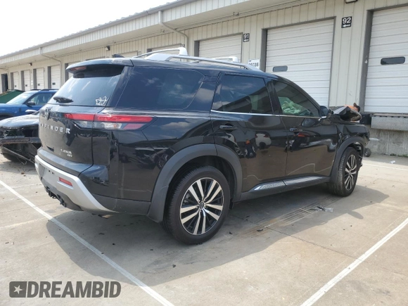 2023 Nissan Pathfinder Platinum with VIN 5N1DR3DK9PC221749, listed as a Copart auction lot 60127525 with 37,458 mi miles and Salvage title. Bid and sale history available at DreamBid. Image 3.