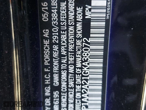 2016 Porsche Cayenne with VIN WP1AA2A21GKA38072, listed as a Copart auction lot 43082985 with 0 mi miles and Salvage Title. Bid and sale history available at carsss.com. Image 14.