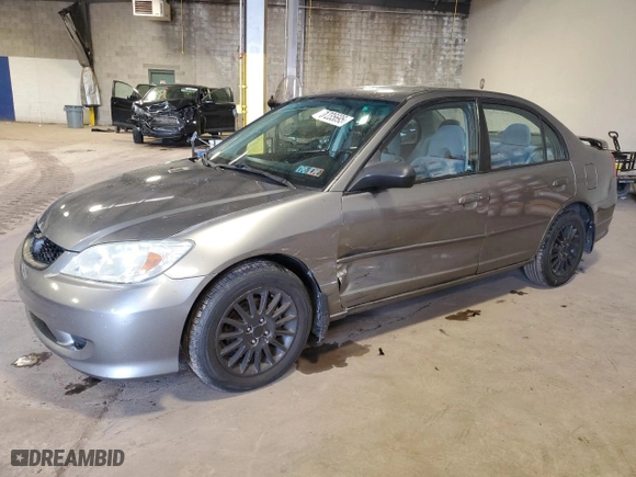 2005 Honda Civic Sdn LX with VIN 2HGES16555H615916, listed as a Copart auction lot 51235695 with 134,184 mi miles and Salvage Title. Bid and sale history available at carsss.com. Image 1.