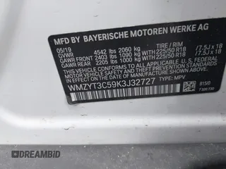 2019 MINI Countryman Cooper S with VIN WMZYT3C59K3J32727, listed as a IAAI auction lot 42328441 with Not provided miles and . Bid and sale history available at DreamBid. Image 9.