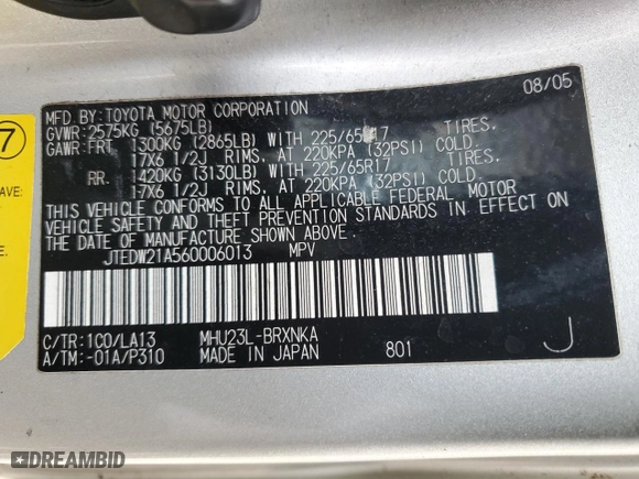 2006 Toyota Highlander Hybrid with VIN JTEDW21A560006013, listed as a Copart auction lot 48923545 with 247,513 mi miles and Clean Title. Bid and sale history available at carsss.com. Image 13.