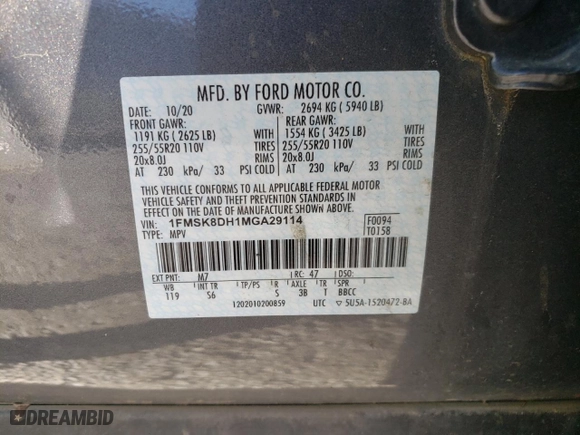 2021 Ford Explorer XLT with VIN 1FMSK8DH1MGA29114, listed as a Copart auction lot 75155114 with 0 mi miles and Salvage Title. Bid and sale history available at carsss.com. Image 14.