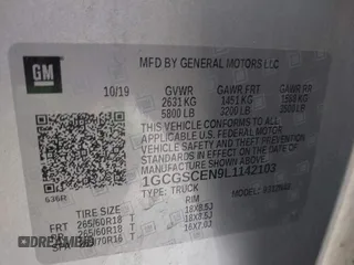 2020 Chevrolet Colorado 2WD LT with VIN 1GCGSCEN9L1142103, listed as a IAAI auction lot 41729963 with 83,180 mi miles and . Bid and sale history available at DreamBid. Image 9.