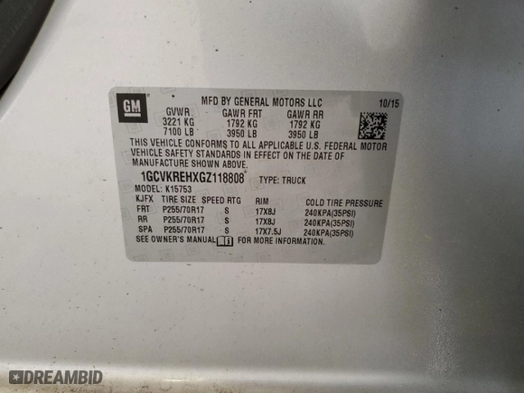 2016 Chevrolet Silverado 1500 LT with VIN 1GCVKREHXGZ118808, listed as a Copart auction lot 53264615 with 11,163 mi miles and Salvage Title. Bid and sale history available at carsss.com. Image 12.