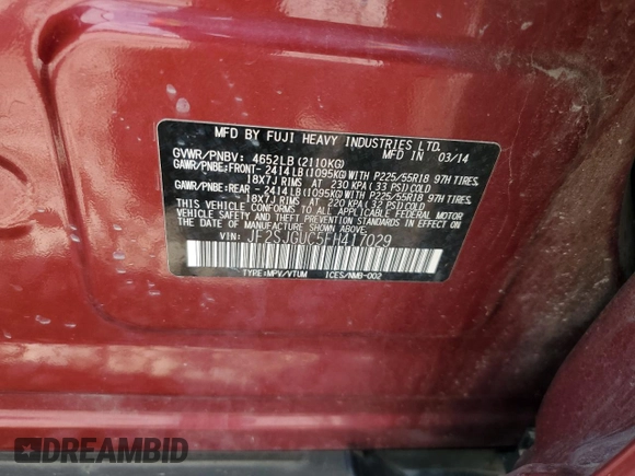 2015 Subaru Forester XT Touring with VIN JF2SJGUC5FH417029, listed as a Copart auction lot 62872895 with 128,777 mi miles and Clean title. Bid and sale history available at DreamBid. Image 13.