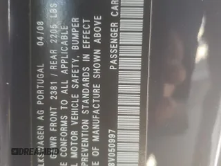 2008 Volkswagen Eos Turbo с VIN WVWBA71F68V050997, выставлен на аукционе Copart как лот 45794175 с пробегом 144 097 миль миль и Чистый • Clean title. История ставок и продаж доступна на DreamBid. Изображение 12.