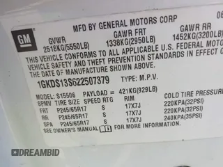 2002 GMC Envoy SLT with VIN 1GKDS13S622507379, listed as a IAAI auction lot 41641163 with 201,089 mi miles. Bid and sale history available at carsss.com. Image 9.