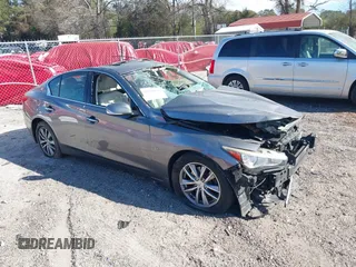 2015 Infiniti Q50 Premium with VIN JN1BV7AR4FM411454, listed as a IAAI auction lot 41707936 with 1 mi miles. Bid and sale history available at carsss.com. Image 1.