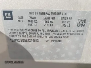 2014 Chevrolet Cruze 1LT с VIN 1G1PC5SB5E7214863, выставлен на аукционе IAAI как лот 42642718 с пробегом 132 939 миль миль и . История ставок и продаж доступна на DreamBid. Изображение 9.