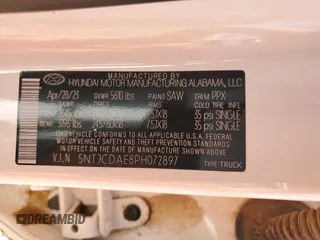 2023 Hyundai Santa Cruz SEL with VIN 5NTJCDAE8PH072897, listed as a Copart auction lot 61424505 with Not provided miles and Salvage title. Bid and sale history available at DreamBid. Image 12.