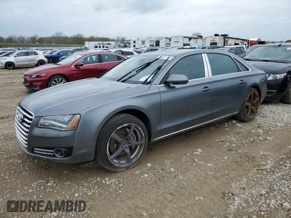 2014 Audi A8 3.0T with VIN WAURGAFDXEN009752, listed as a Copart auction lot 54541165 with 118,687 mi miles and Clean Title. Bid and sale history available at DreamBid. Image 1.