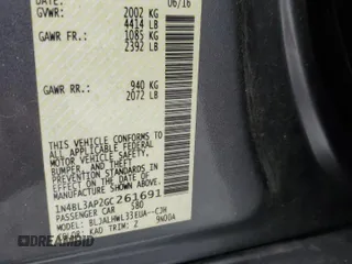 2016 Nissan Altima SR with VIN 1N4BL3AP2GC261691, listed as a Copart auction lot 59661695 with 101,846 mi miles and Salvage title. Bid and sale history available at DreamBid. Image 12.