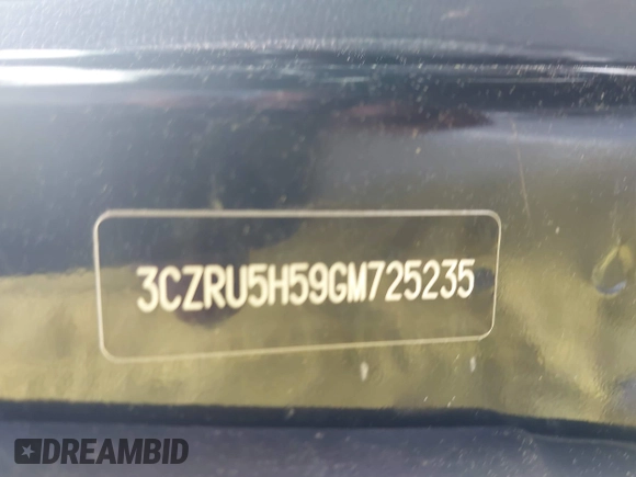 2016 Honda HR-V EX with VIN 3CZRU5H59GM725235, listed as a IAAI auction lot 42270426 with 12,068 mi miles and . Bid and sale history available at DreamBid. Image 9.