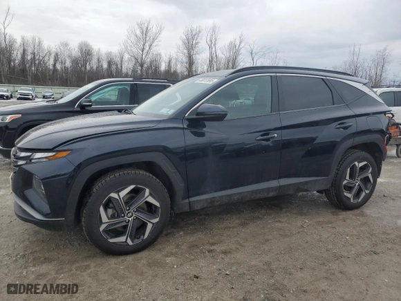 2022 Hyundai Tucson Hybrid SEL Convenience with VIN KM8JFCA13NU049605, listed as a Copart auction lot 46812695 with 43,756 mi miles and Salvage Title. Bid and sale history available at carsss.com. Image 1.
