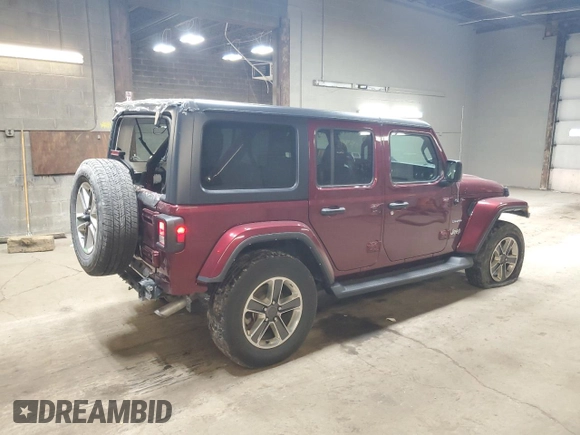 2021 Jeep Wrangler Unlimited Sahara z VIN 1C4HJXEGXMW758252, wystawiony jako Copart lot #50489015 z przebiegiem 38 388 mil mil oraz Szkoda całkowita • Salvage title. Historia ofert i sprzedaży dostępna na DreamBid. Obrazek 3.