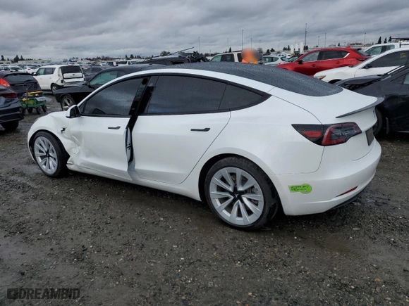 2021 Tesla Model 3 Long Range with VIN 5YJ3E1EB5MF071510, listed as a Copart auction lot 43726205 with 92,362 mi miles and Salvage Title. Bid and sale history available at carsss.com. Image 2.