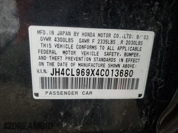 2004 Acura TSX w/Navigation with VIN JH4CL969X4C013680, listed as a Copart auction lot 52547525 with 136,098 mi miles and Salvage title. Bid and sale history available at DreamBid. Image 12.